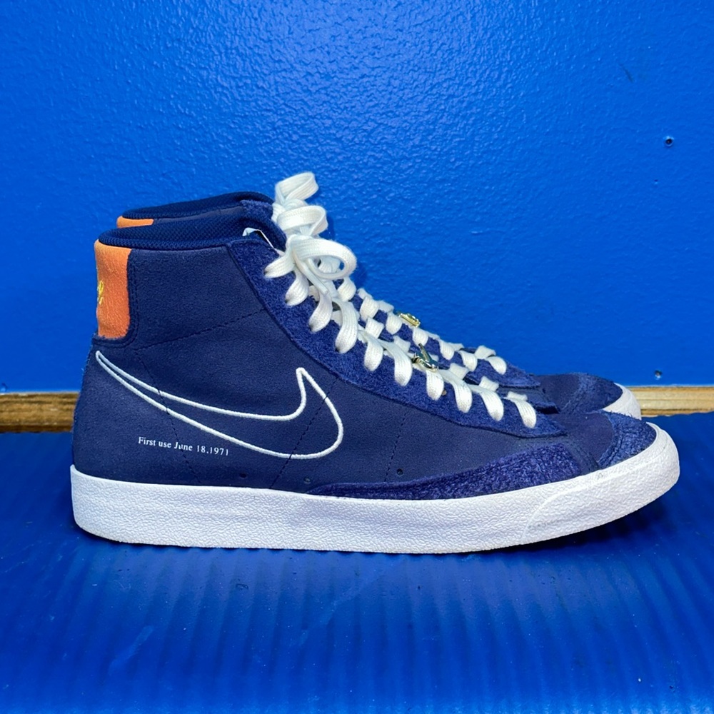 Nike Blazer Mid '77 First Use Deep Royal Blue White Orange DC3433-400 Size 10.5